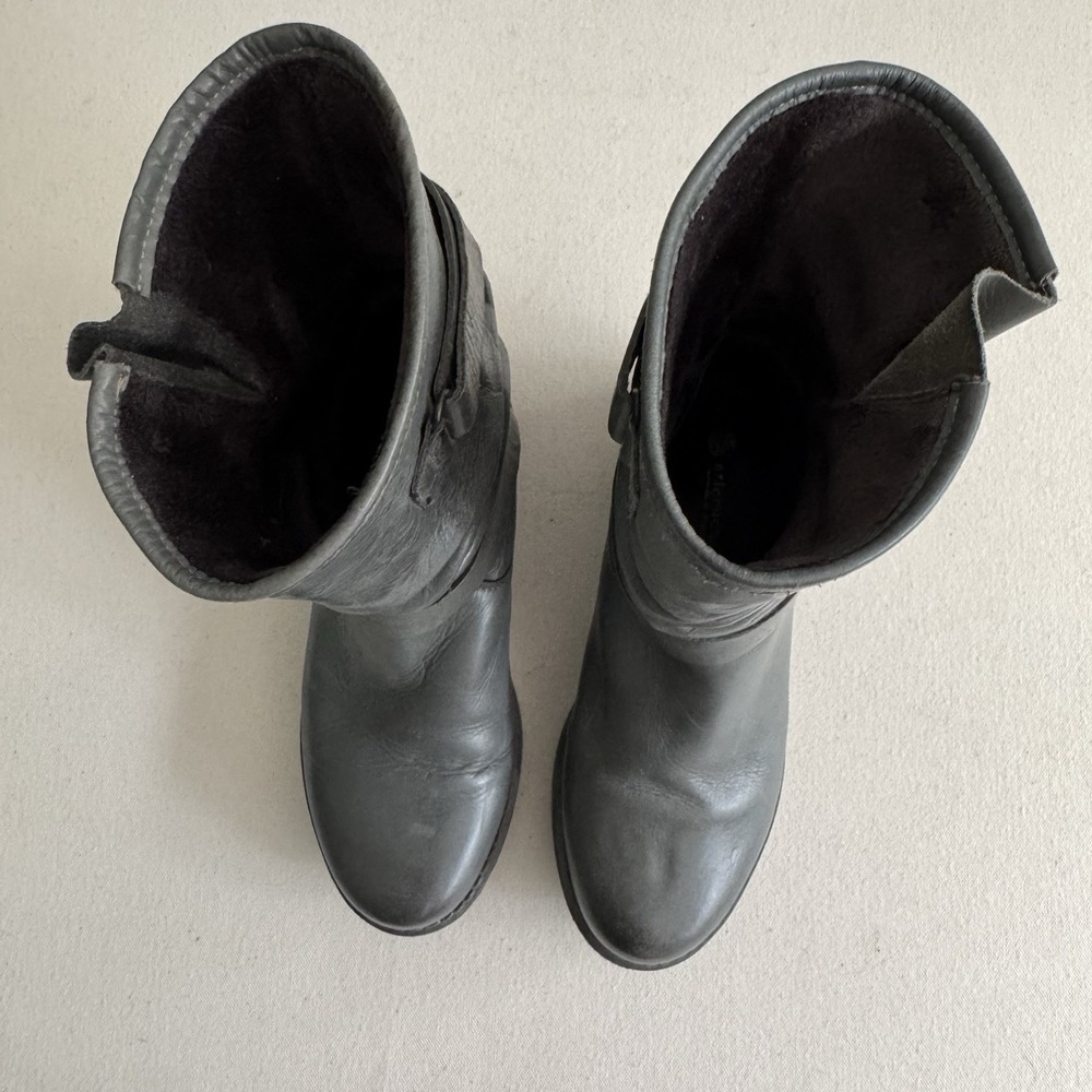 Eric Michael Women's Laguna Boot Size 37 7 Gray Leather Slouch Moto Biker Bootie - Picture 6 of 15